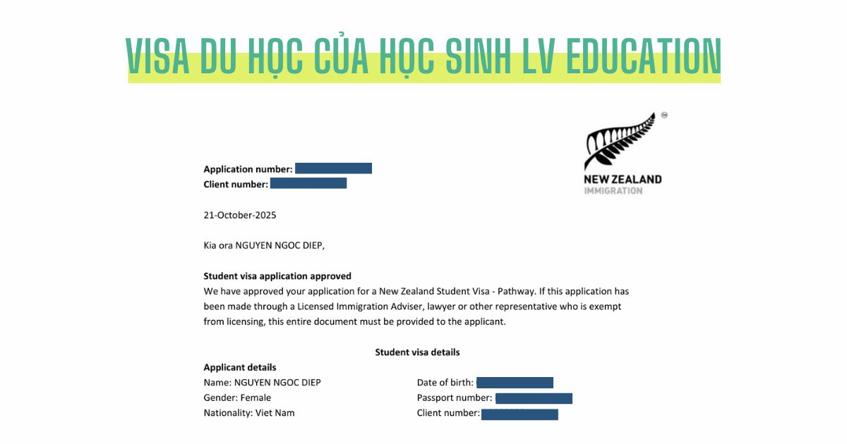 Visa du học của học sinh LV Education
